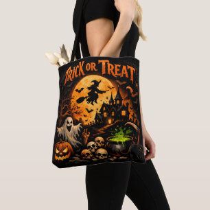 Halloween-Süßigkeiten oder Saures in Schwarz und O Tasche