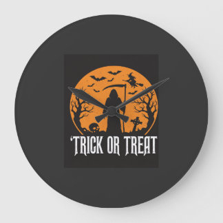 Halloween-Süßigkeiten oder Saures Sensenmann-Desig Große Wanduhr