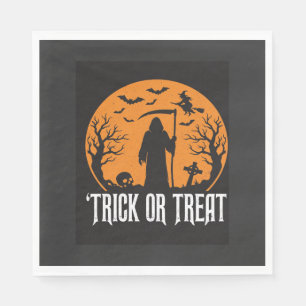 Halloween-Süßigkeiten oder Saures Sensenmann-Desig Serviette