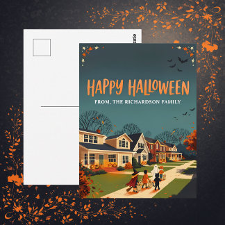 Halloween-Süßigkeiten-oder-Saures-Viertel Postkarte