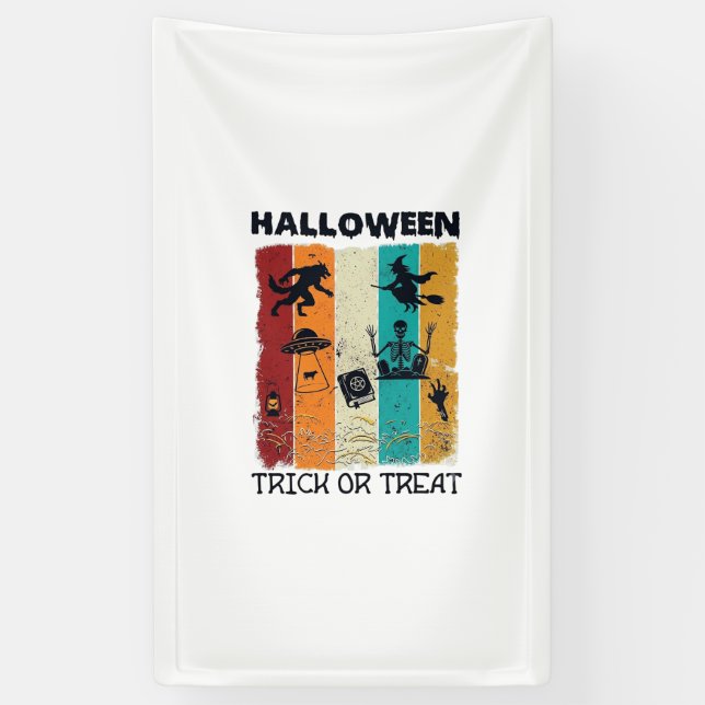 Halloween Süßigkeiten oder Saures Werwolf Hexe Ske Banner (Vertikal)