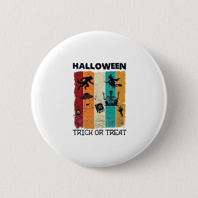 Halloween-Süßigkeiten-oder-Saures Werwolf Hexe Ske Button (Vorderseite)