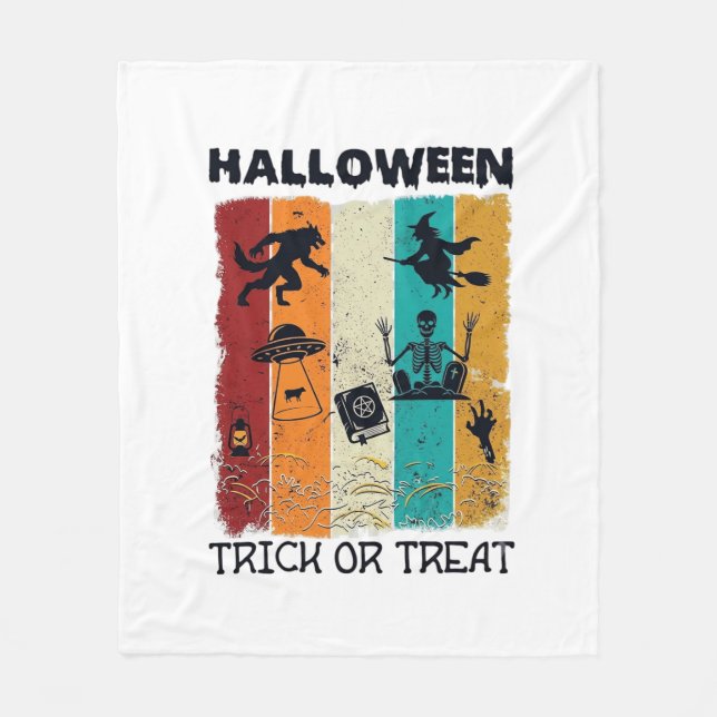 Halloween-Süßigkeiten-oder-Saures Werwolf Hexe Ske Fleecedecke (Vorderseite)