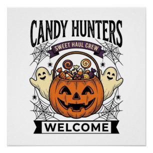 Halloween-Süßigkeiten Sammler Vintage Gravur Kürbi Poster