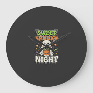 Halloween-Süßigkeiten-Schreckensnacht Große Wanduhr