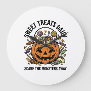 Halloween-Süßigkeiten-Shirt Süßes Monster-Behandlu Große Wanduhr