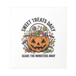 Halloween-Süßigkeiten-Shirt Süßes Monster-Behandlu Notizblock