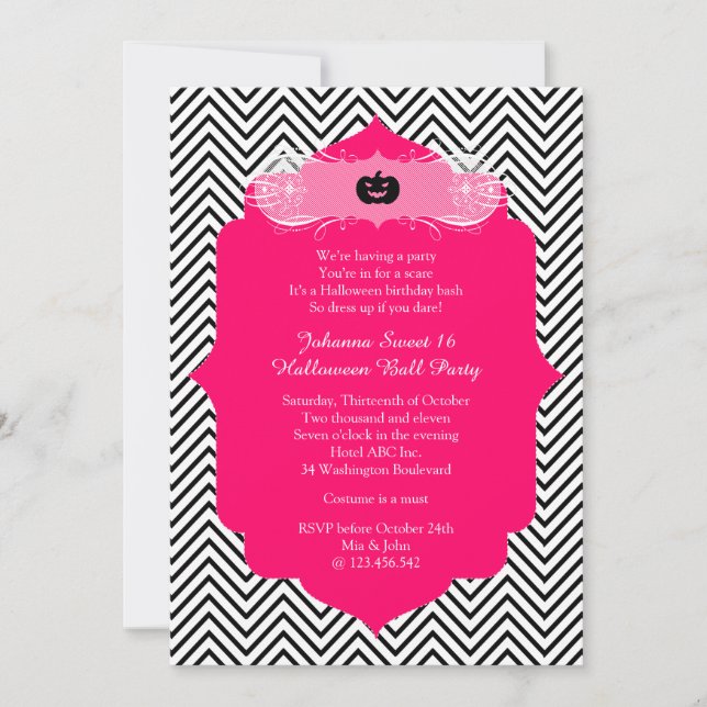 Halloween Sweet 16 Ball Costume Party Invitation (Devant)