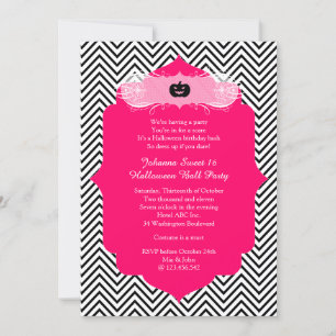 Halloween Sweet 16 Ball Costume Party Invitation