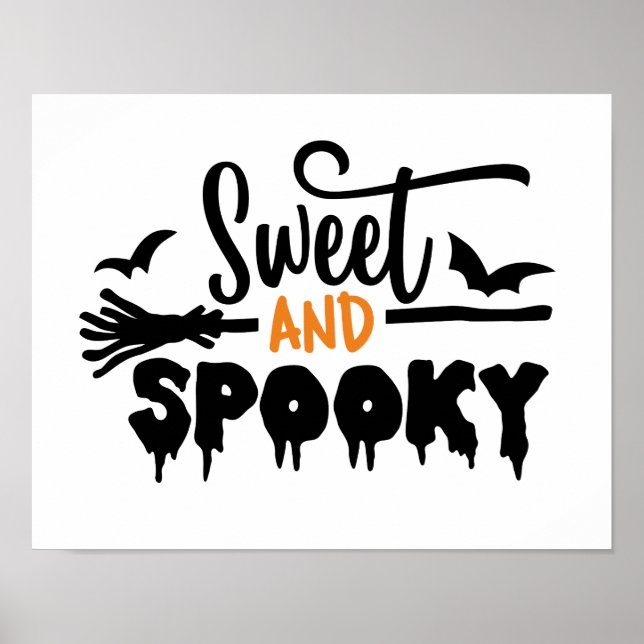 Halloween Sweet and Spooky Typografic Text Poster (Vorne)