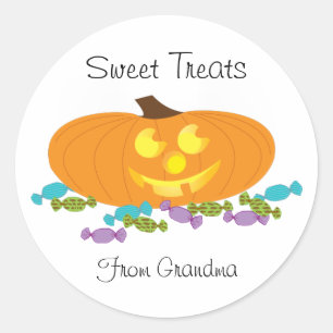 Halloween Sweet Leckereien mit Kürbisaufkleber Runder Aufkleber