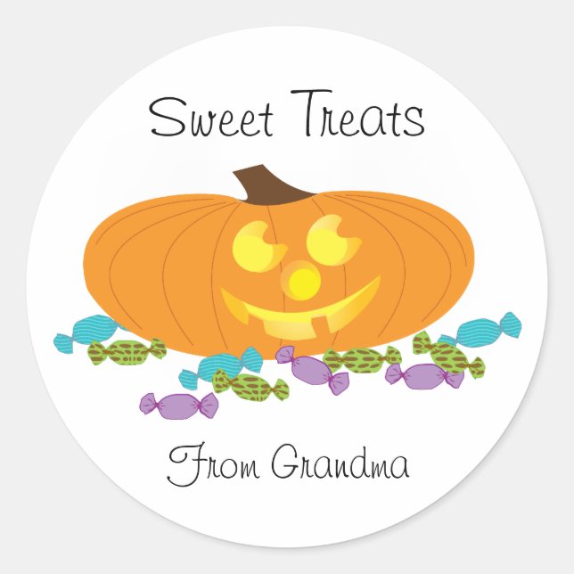 Halloween Sweet Leckereien mit Kürbisaufkleber Runder Aufkleber (Vorderseite)