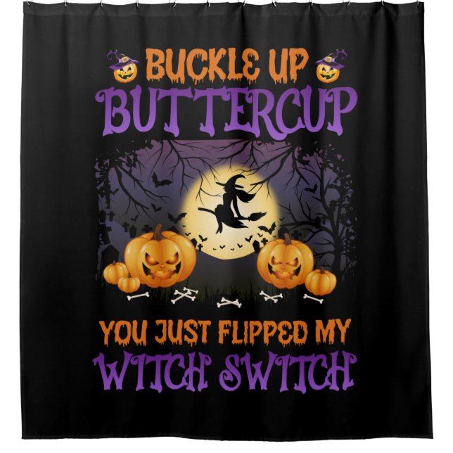 Halloween-Switch knöpfen Buttercup Duschvorhang (Vorderseite)