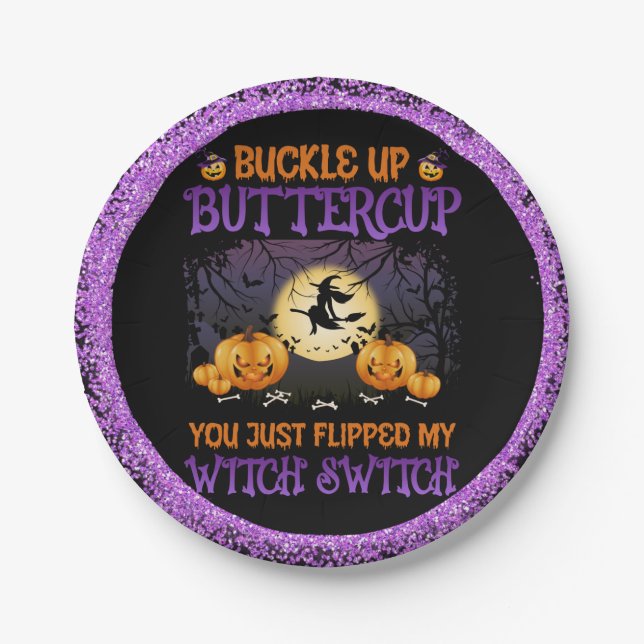 Halloween-Switch knöpfen Buttercup Pappteller (Vorderseite)