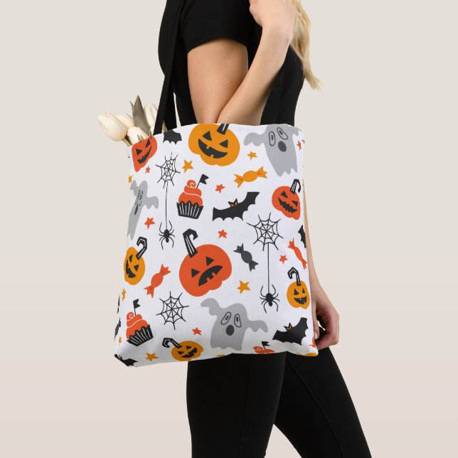 Halloween-Symbole in Weiß Tasche (Von Nahem)