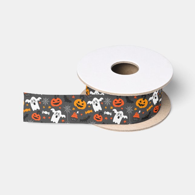 Halloween Symbole nahtlos Muster Satinband (Spule)