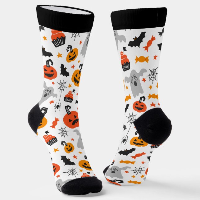Halloween-Symbole - nahtloses Muster 2 Socken (Gewinkelt)