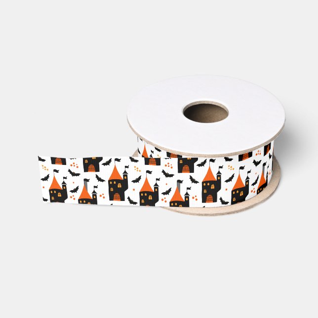 Halloween-Symbole - nahtloses Muster Ripsband (Spule)