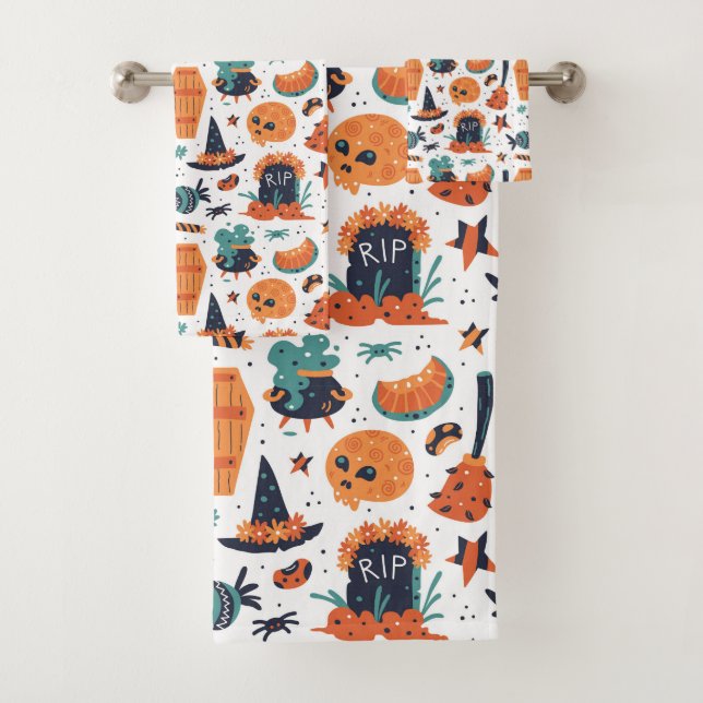 Halloween-Symbole nahtloses Set für Badehandtuch (Insitu)