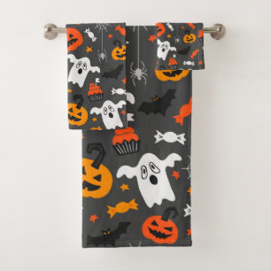Halloween-Symbole und Farbmuster Badhandtuch Set