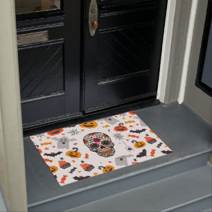 Halloween-Symbole und Zuckerschädel Fußmatte
