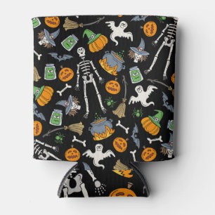 Halloween-Symbole Vintage nahtloser Hintergrund Dosenkühler