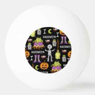 Halloween-Symbole, Vintages nahtloses Thema Tischtennisball