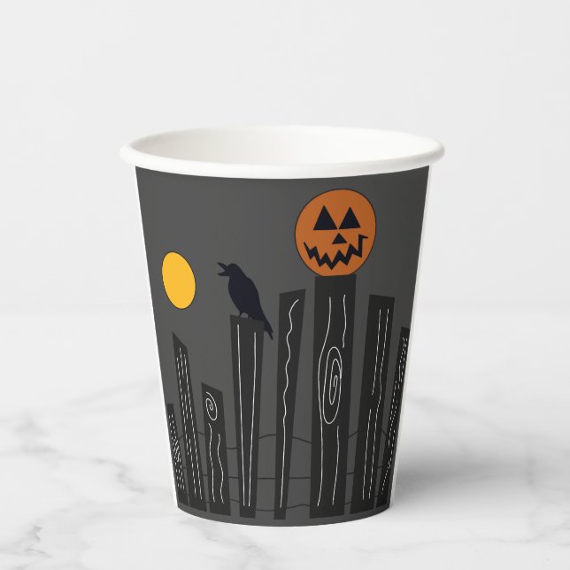 Halloween-Szene auf Papier Pappbecher (Vorderseite)