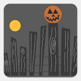 Halloween-Szene auf quadratischen Aufklebern. Quadratischer Aufkleber