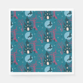 Halloween-Szene mit Himbeerrosa Serviette