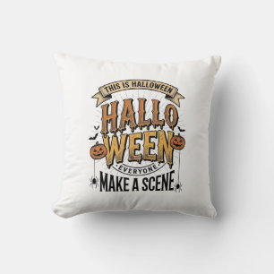 Halloween-Szene-Shirt Vintage Gravur Kürbis De Kissen