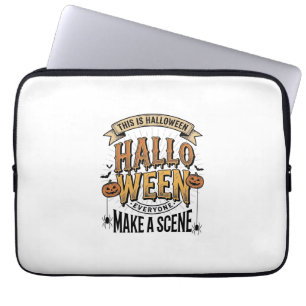 Halloween-Szene-Shirt Vintage-Gravur Kürbis De Laptopschutzhülle