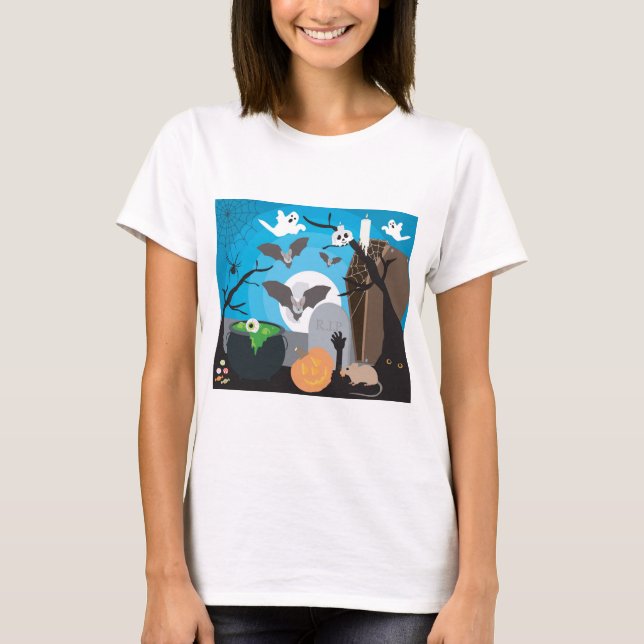 Halloween Szene T-Shirt (Vorderseite)