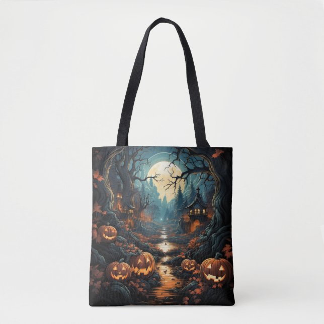 Halloween-Szene Tasche (Vorderseite)