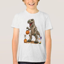Halloween T-Rex Mumie Kinder Tri-Blend Shirt