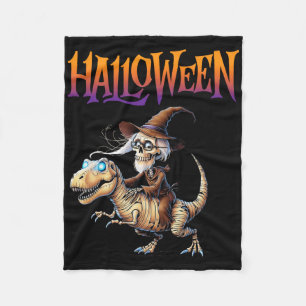 Halloween T-rex Skeleton Ride Fleecedecke