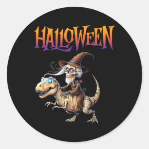 Halloween T-Rex-Skelett-Fahrt  Runder Aufkleber