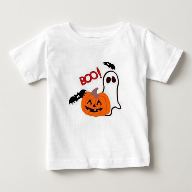 HALLOWEEN T SHIRT BOO KIDS TOP BLACK AND WHITE (Vorderseite)