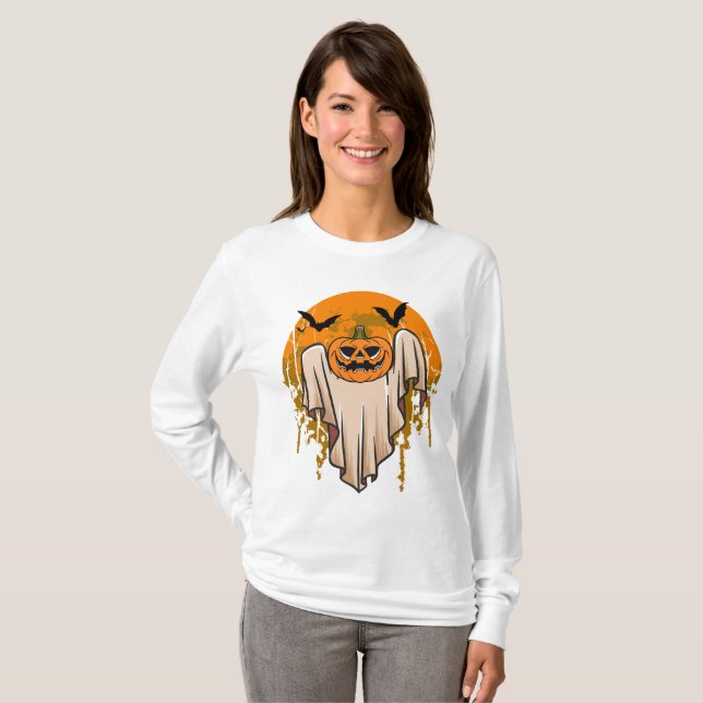 Halloween-T - Shirt mit schwarzen Fledermäusen und (Vorne ganz)