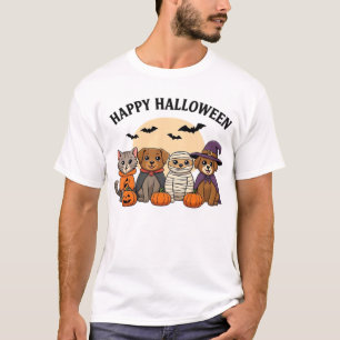 Halloween-T-Shirt mit süßen Katzen und Hunden in K T-Shirt