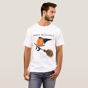 Halloween T-Shirt Sorcière Citrouille Volant Broom