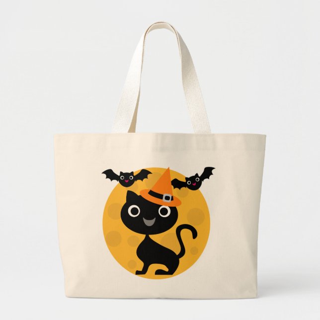 Halloween-T - Shirt und -Geschenke für Katzen und  Jumbo Stoffbeutel (Vorne)