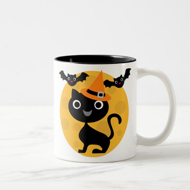 Halloween-T - Shirt und -Geschenke für Katzen und  Zweifarbige Tasse (Rechts)