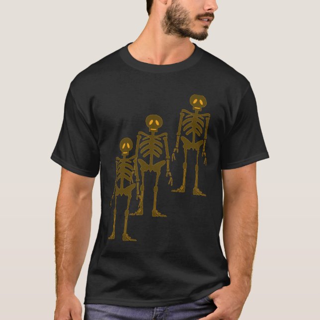Halloween-T - Shirtentwürfe beleuchteten Skelette T-Shirt (Vorderseite)