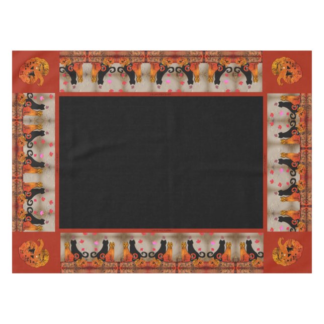 Halloween Tabby Cat Tableclout Tischdecke (Vorderseite (Horizontal))