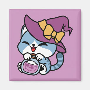 Halloween-Tabby-Katze – Hexenhut und Zaubertrank-K Magnet