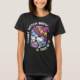 Halloween-Tabby-Katze – Hexenhut und Zaubertrank-K T-Shirt