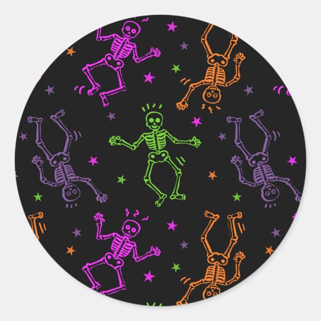 Halloween-Tanzskelette Runder Aufkleber (Vorderseite)