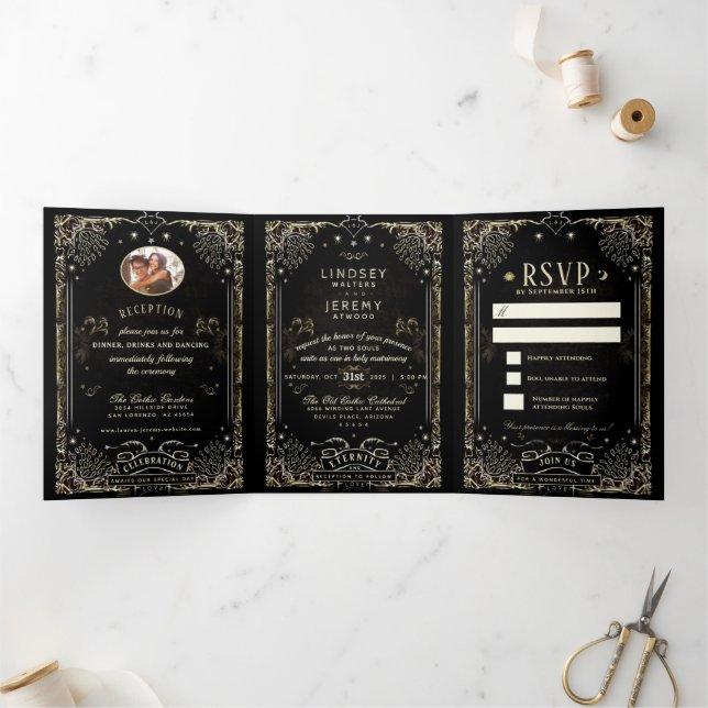 Halloween-Tarot Hochzeit - Einladung im Tri-Falten (Innenseite)