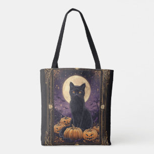 Halloween-Tarot-Karte mit schwarzer Katze Tasche
